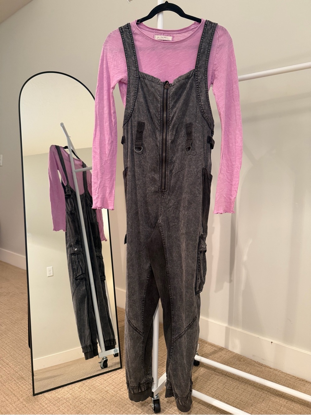 Free People Fast Track Onesie Black Washed
